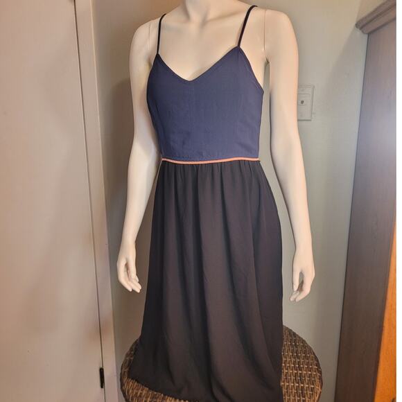 Pixley Sleeveless Maxi Dress Navy, Black & Pink Sz Medium Balletcore Modest - Picture 8 of 10